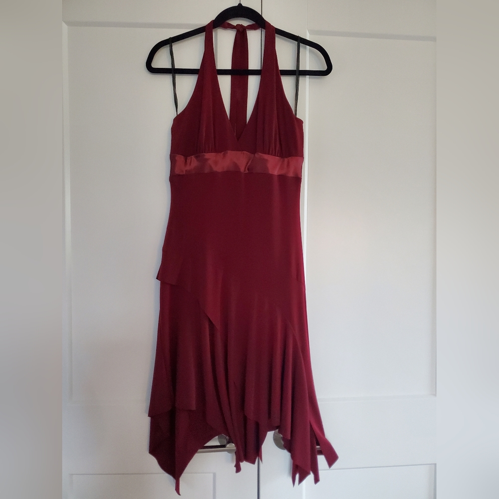 Sassy dark red halter dress
